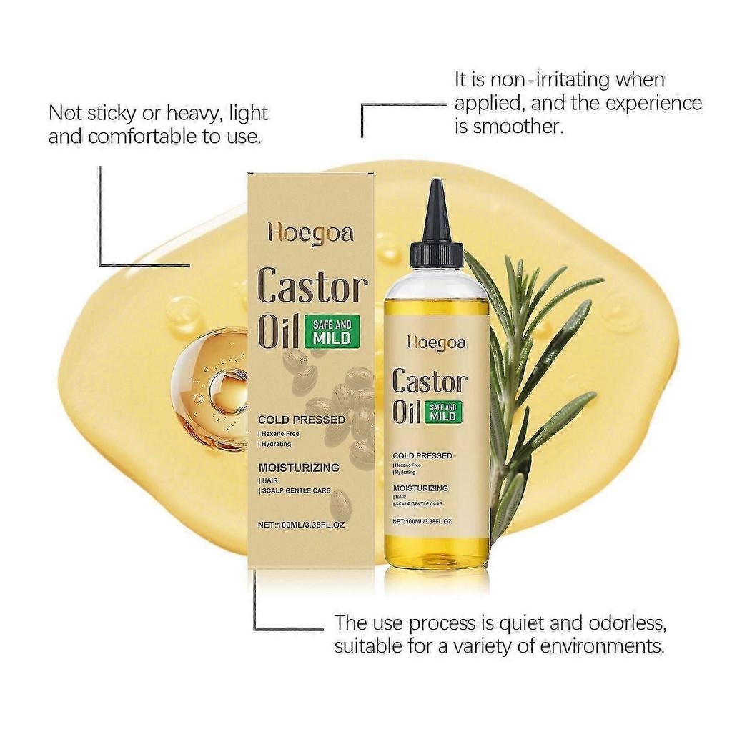 Castor Oil - 100% Pure & Natural, Cold Pressed, Hexane Free, Fast Absorbing - Moisturizing Oil For Hair, Scalp - 100ML Castor Oil for Hair