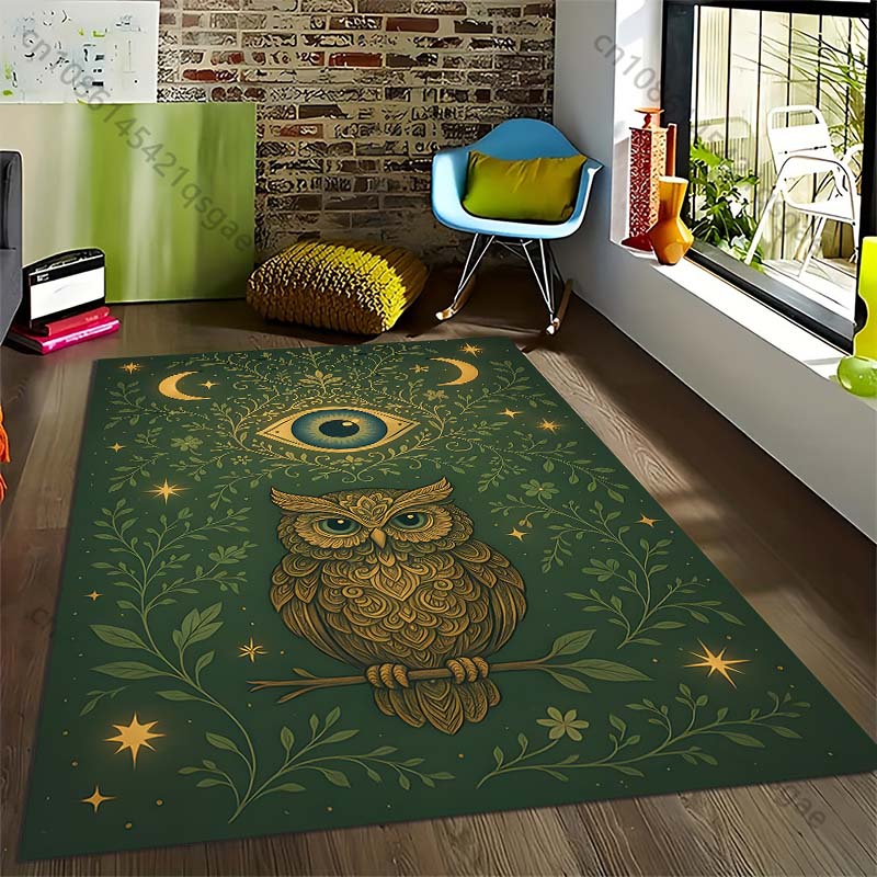 Divining Owl Printed Carpet for Living Room Bedroom Bedside Bathroom Floor Mat Area Rugged Sofa Mat Home Decor Large Size