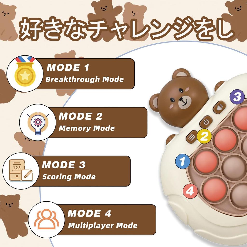 Bornoon Educational Toy with and Electric Squeeze Stress Finger Focus Push-Pop Game, Light-Up Sound, Quick-Press Button, Game, Focus, Relief,