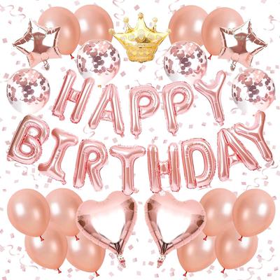 Glanvio Birthday Balloon Decoration Set Rose Gold Garland Confetti Balloons Party Celebration Anniversary Support Activity Unisex Cute Stylish