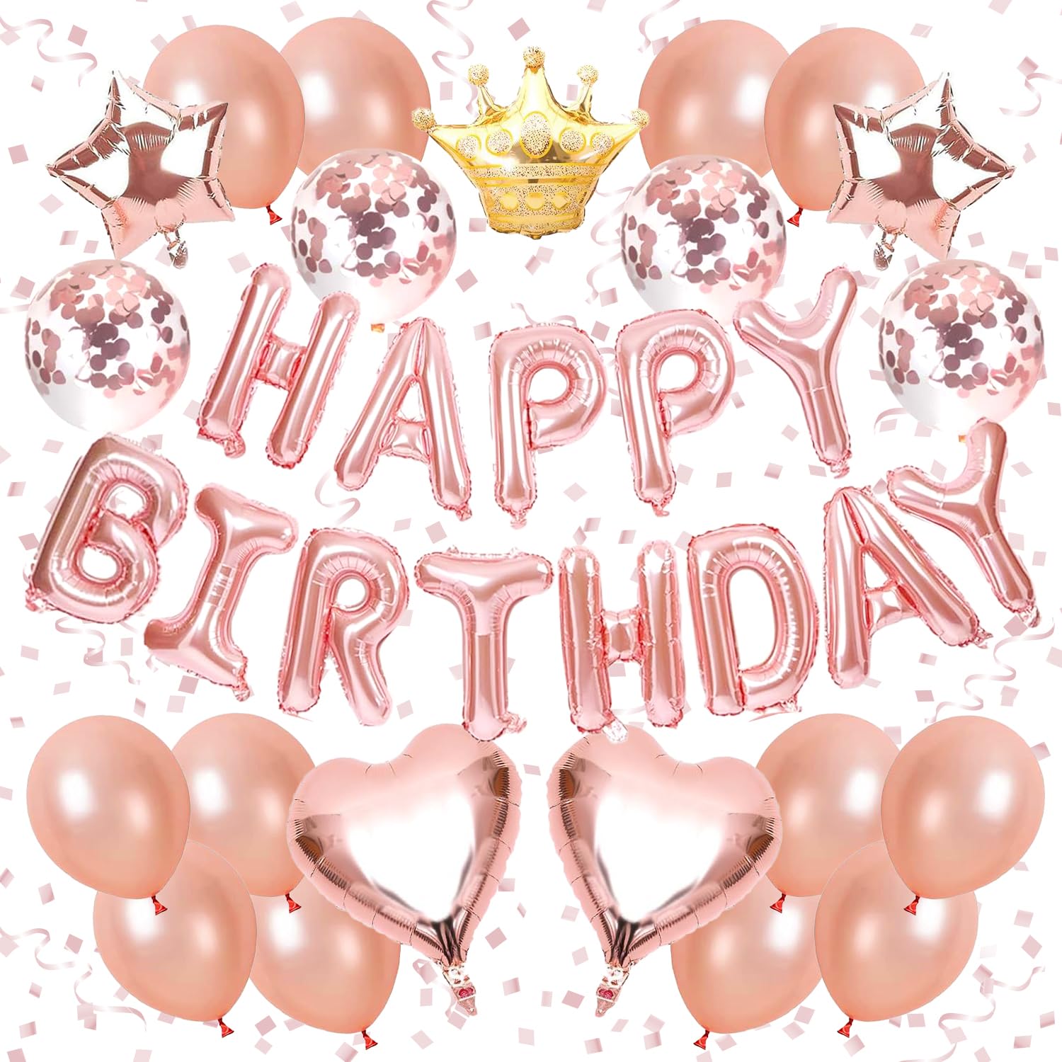 

Glanvio Birthday Balloon Decoration Set Rose Gold Garland Confetti Balloons Party Celebration Anniversary Support Activity Unisex Cute Stylish