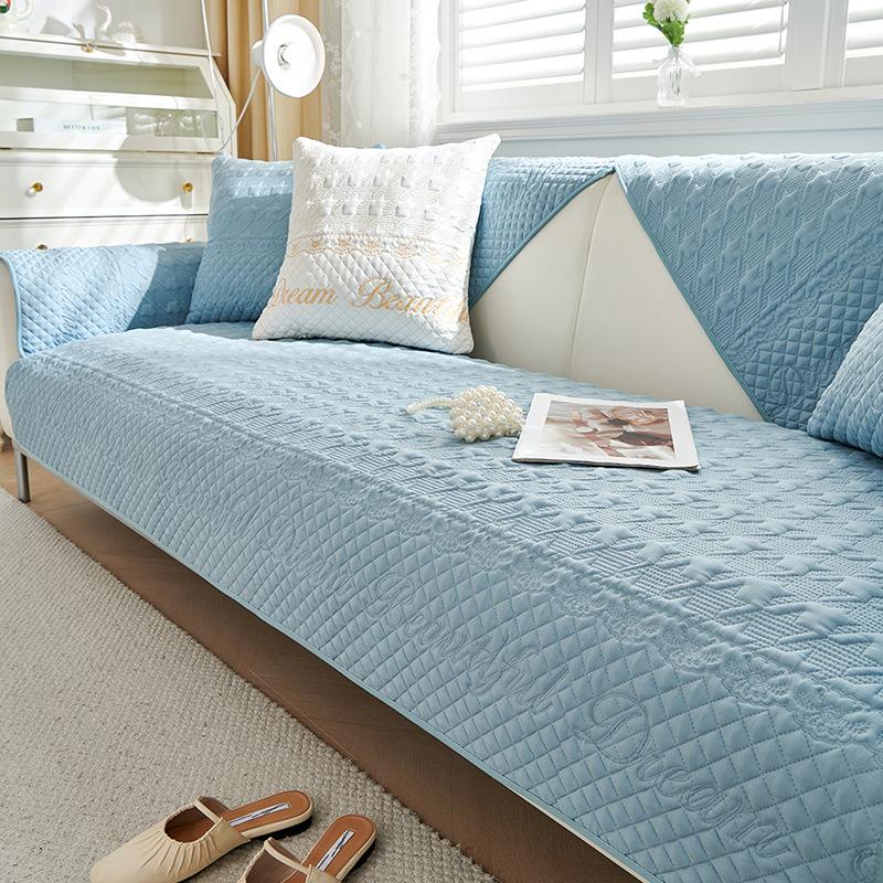 New Stripe Ice Silk Sofa Cushion Embroidered Sofa Cushion Skin Friendly Sofa Cushion Available Four Seasons Ice Silk Couch Cover