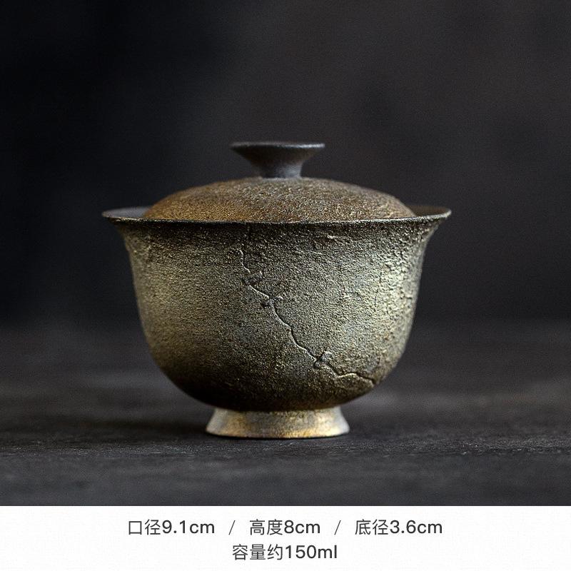 

150ml Gold-colored Mending Nails Gaiwan Elegant Tea Tureen Household Tea Bowl With Lid Kit Tea Making Cover Bowl Tableware Gift