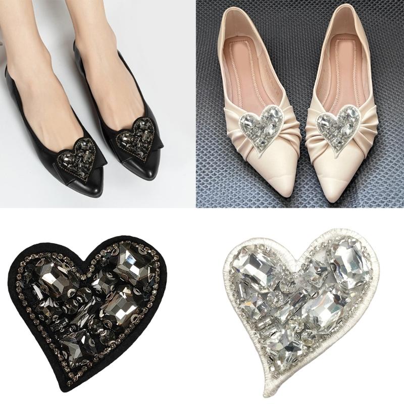 Heart Sew On Patches Rhinestones Applique Rhinestones Iron On Sew On Patches for Clothing Wedding Dress Jackets Jeans