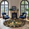 Aesthetic Bunny Love Round Carpet Soft Non-Slip Decorative Mat 2D Print Nature Style Flower Rug for Nursery Patio Holiday Gift
