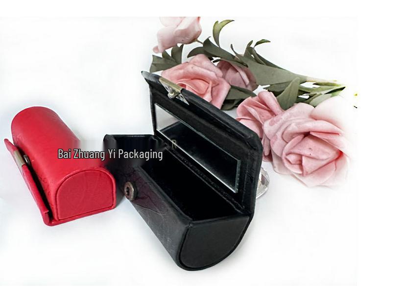 Leather Lipstick Case with Mirror - Portable Gift Storage Box