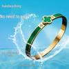 Girls' Stainless Steel Four-Leaf Clover Bracelet with High-Color Retention Enamel and Diamonds