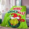 The Grinch Printed Throw Blanket – Warm Winter Flannel Blanket for Holidays, Personalized Sofa & Nap Throw