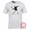 Banksy Flower Bomber TShirt Thrower Urban Art Graffiti Stencil Anarchy