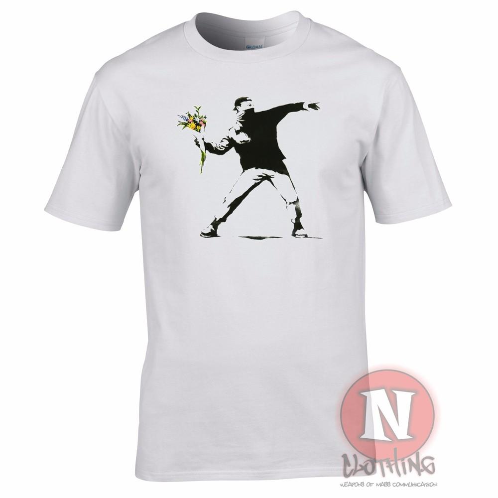 Banksy Flower Bomber TShirt Thrower Urban Art Graffiti Stencil Anarchy S