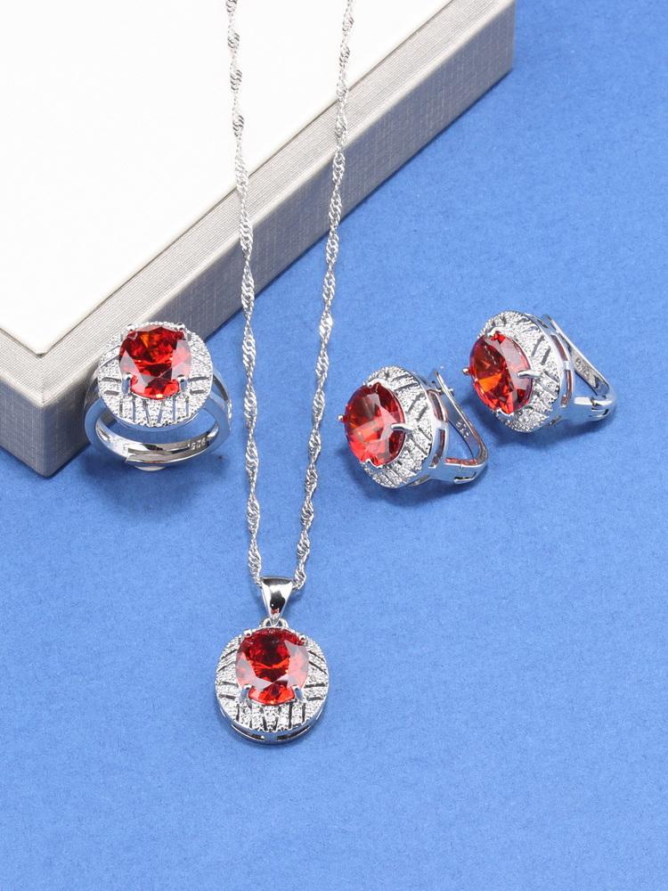 Braut Hochzeit Große Schmuckaccessoires Mit Natürlichem Zirkonia Blau Hängeclip-Ohrringe Und Ring-Set Für Frauen Geschenk