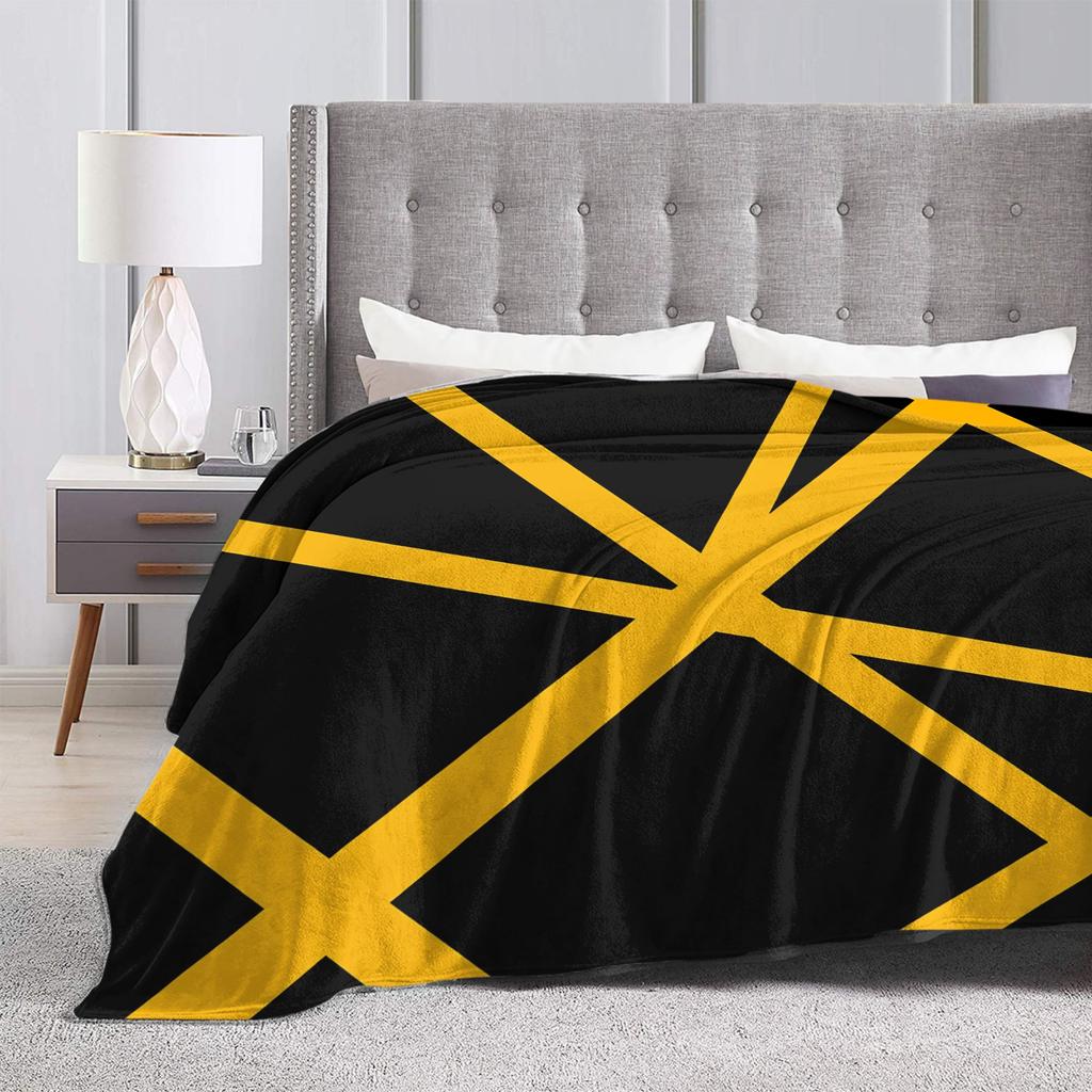 Van Halen Abstract Black And Yellow With Lines Blankets Warm Bedding Throws Winter Camping Chair Sofa Bed Casual Bedspread