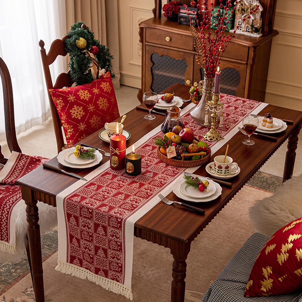 Christmas Fall Table Runner Soft Cotton Table Runner With Tassels Woven Macrame Home Living Room Table Decoration