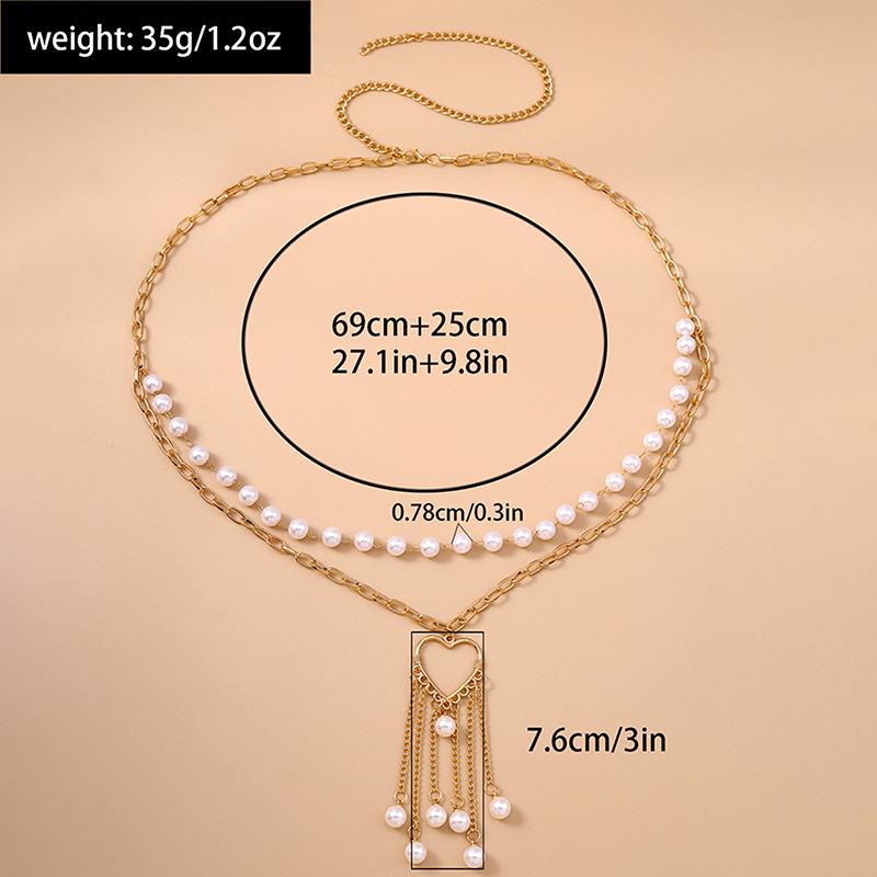 Flower Pearl Tassel Necklace Ladies Sexy Pearl Multi-Layer Body Chain Elegant Waist Chain For Beach Outfit  Accessory
