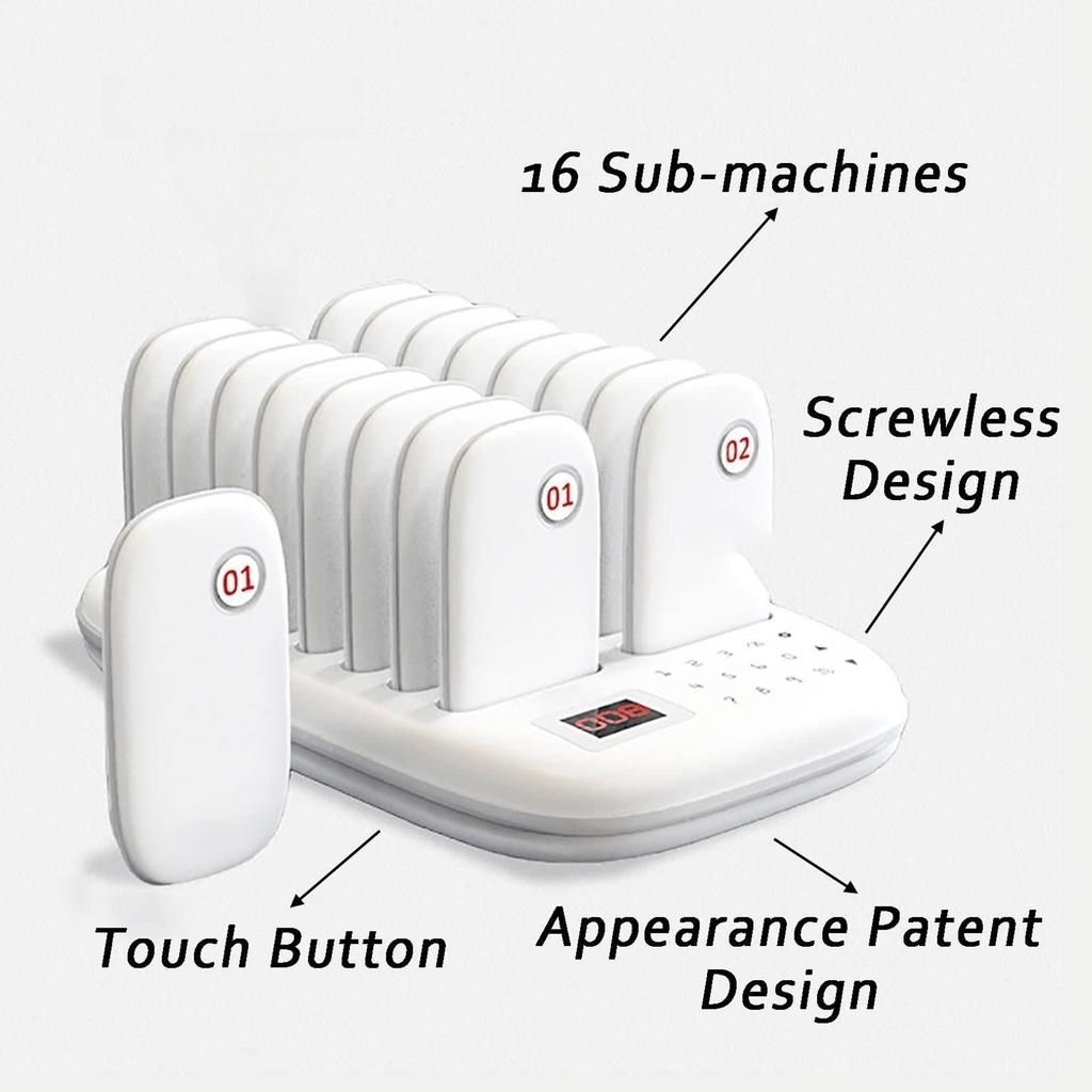 Wireless Guest Customer Service Calling System,Restaurant Pager System,Social Distancing Keeping 16 Pagers Buzzers