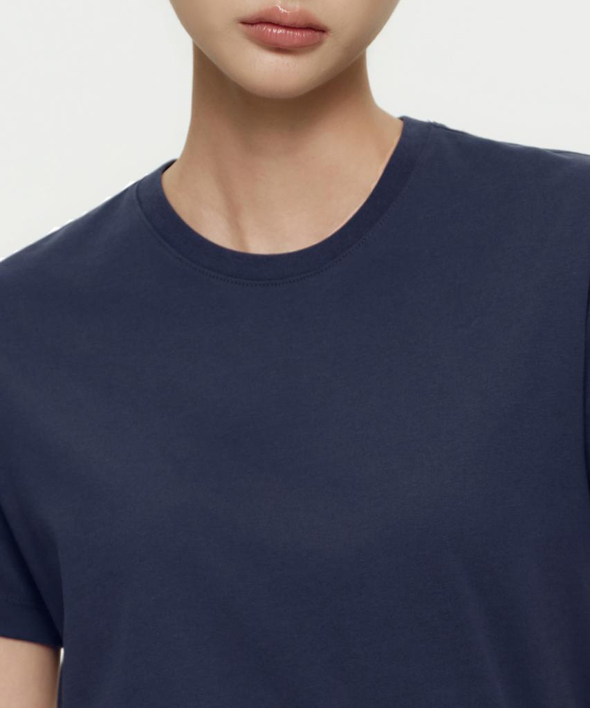 MUSINSA STANDARD WOMAN [Cooltandard] Women'S Basic Crew Neck T-Shirt [Navy]