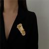 Chic European and American Retro Matte Gold Face Brooch – Fashionable and Versatile Accessory.