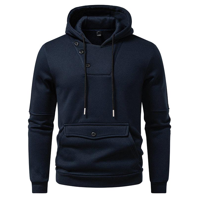 Fashion Winter Autumn Men's Casual Hoodie Big Pocket Solid Color Hooded Sweatshirt Sweatshirts Pullover Fleece Streetwear