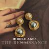 Medieval Style Literary Retro Elegant Earrings French Court Style Antique Geometric Classic Pearl Stud Earrings