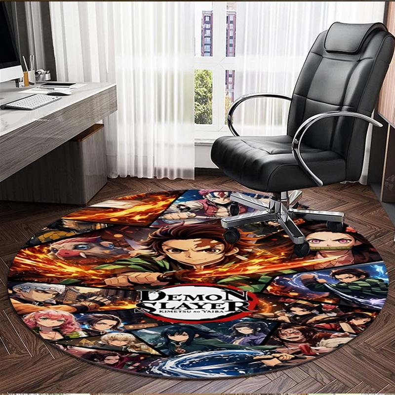 Demon Slayer Print Round Rug, Washable Floor Carpet, For Entryway Dorm Laundry Room Office Study, Home Decor Birthday Christmas Gift