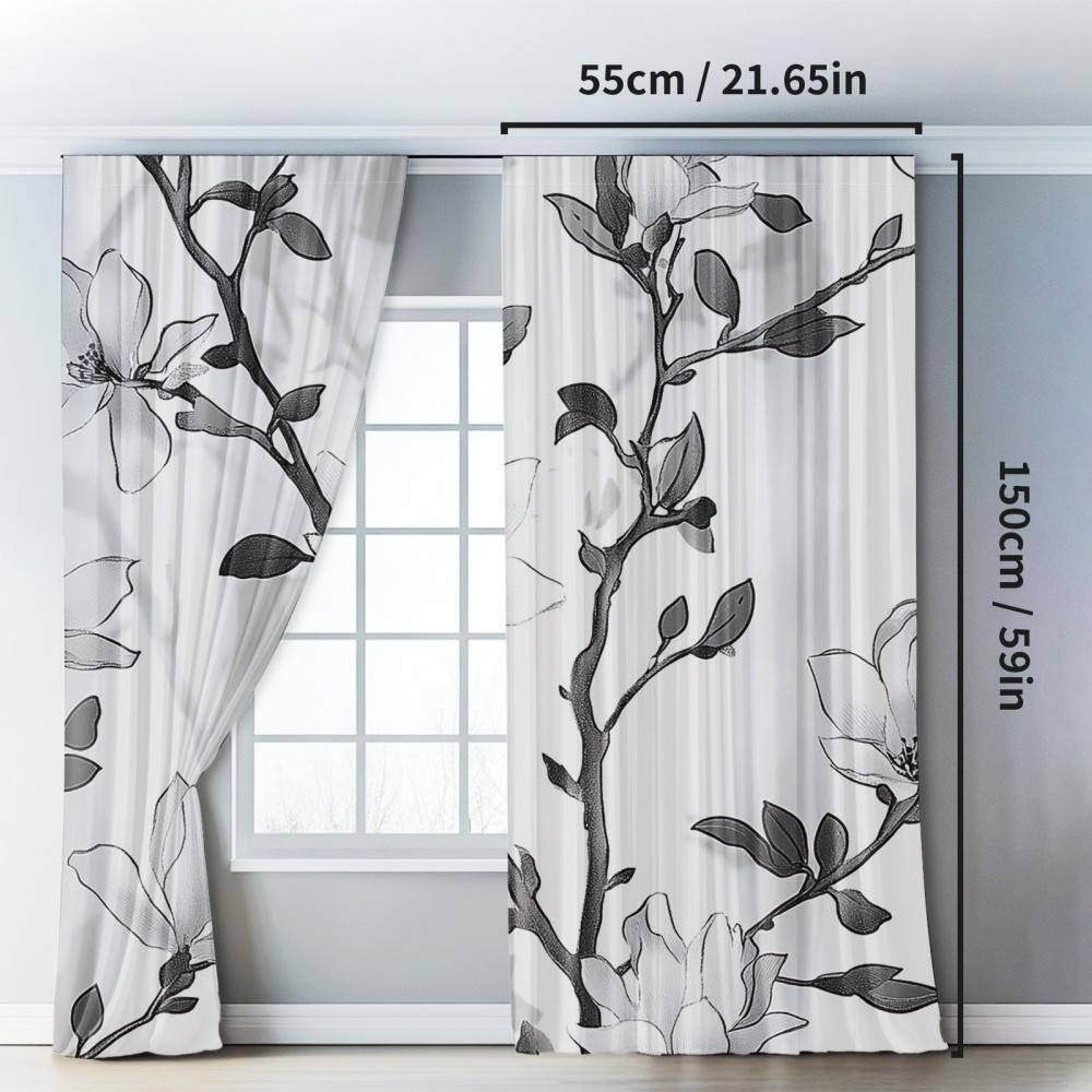 2D Flat   35x90in*2pcs 2pcs Classic Blackout Curtains   Polyester Plant Design Drapes for Bedroom & Living Room   Thermal Insulated