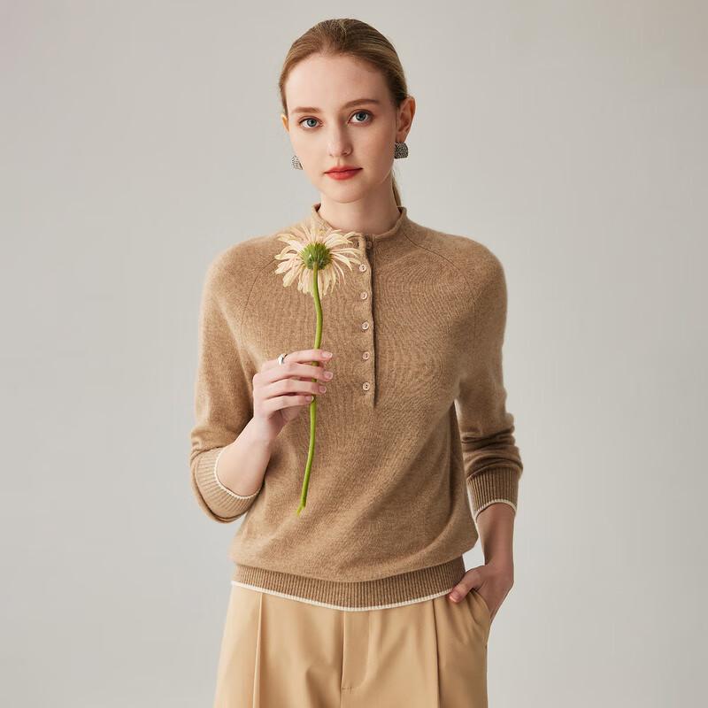 Zhaojun 2025 Autumn/Winter Women's 100% Cashmere Semi-High Collar Sweater
