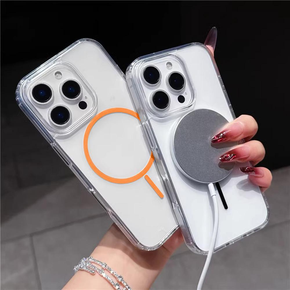 Magnetic Phone Case for iPhone 11 12 14 16 Pro 16 15 14 13 12 Pro Max 16e 13 14 11 High Quality Transparent Shockproof Shell