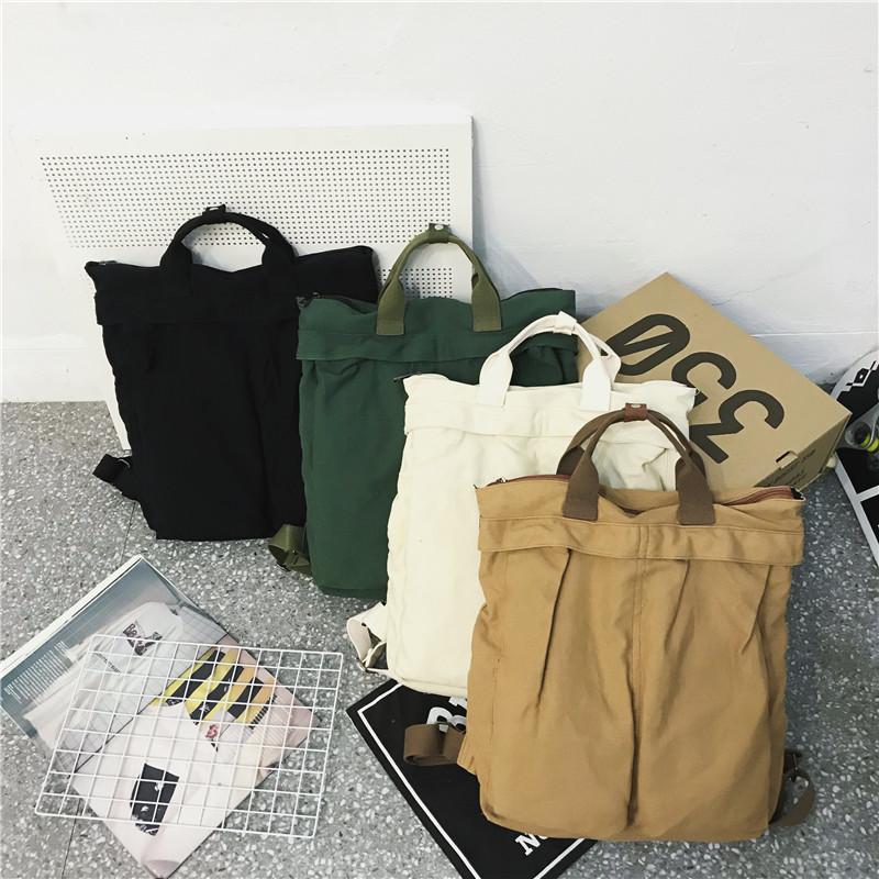 Literary Canvas Backpack Women Korean Fashion Student School Bag Large Capacity Travel Backpack