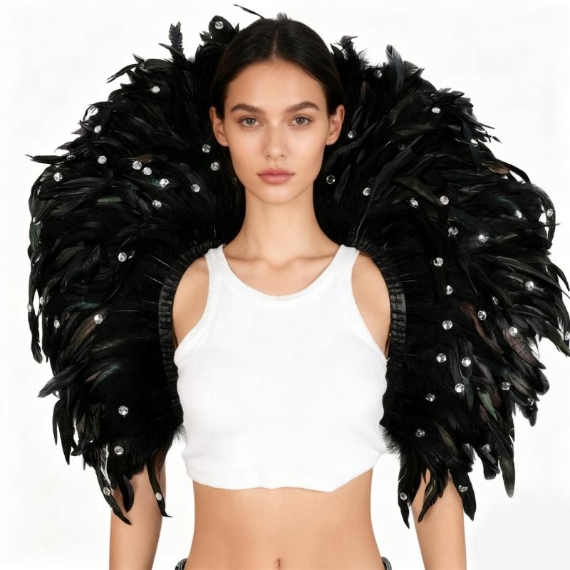 Women's Feather Scarf Halloween Shrug Poncho Collar Fashion Accessory for Stage Performances Costume Party Favors