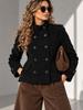 Autumn/winter new women's vintage stand-collar double-breasted corduroy slim short jacket