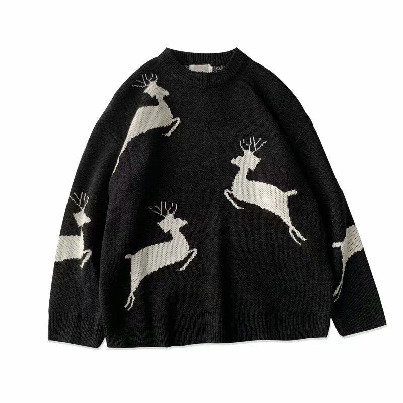 

Новогодняя одежда для женщин и мужчин, одинаковые свитера, рождественские, семейные, парные, джемперы, теплые, толстые, повседневные, с круглым вырезом, трикотаж на Рождество L чёрный