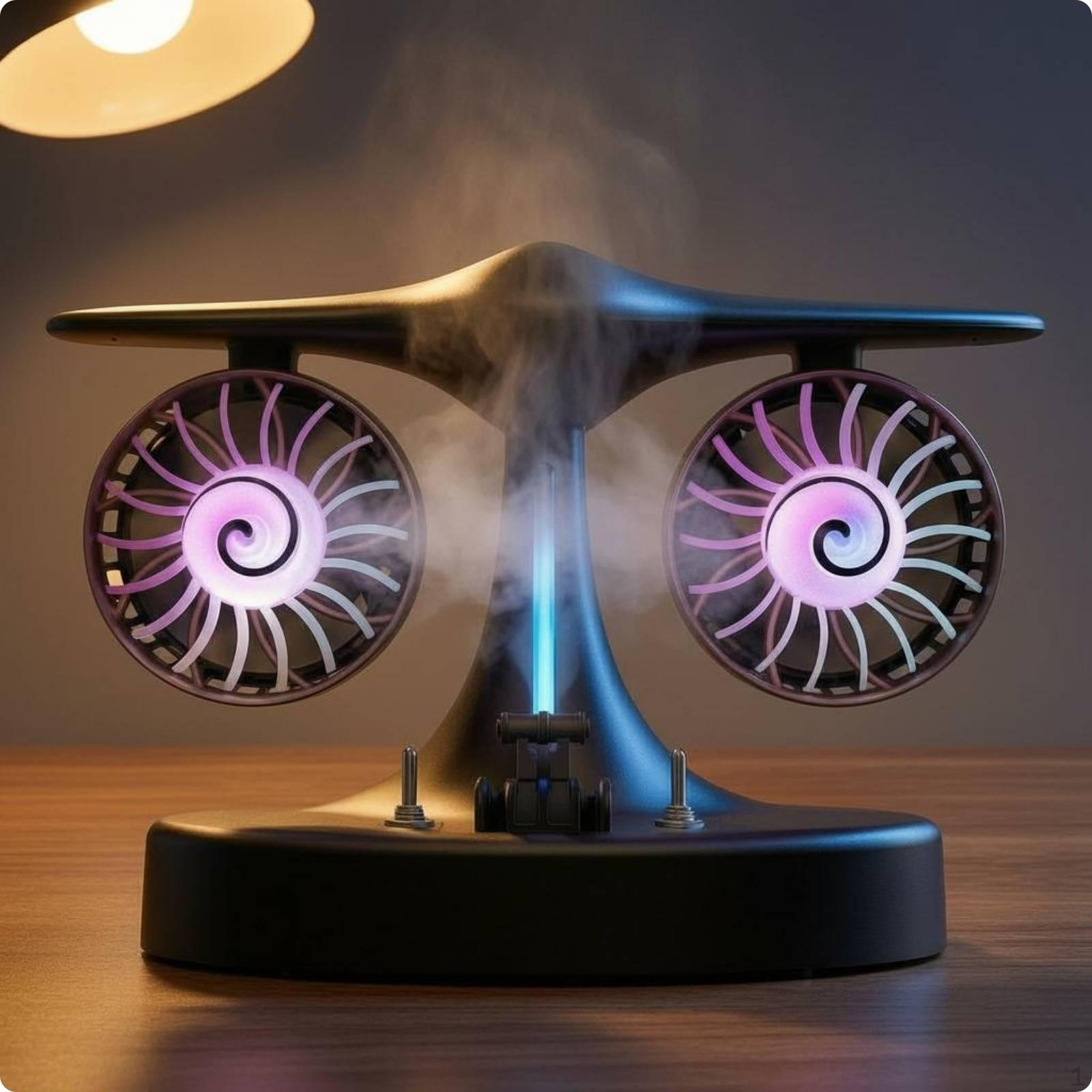 Repülőgépes Ventilátor Beépített Párásító Kétfejes Háztartási Készülék Fekete fekete