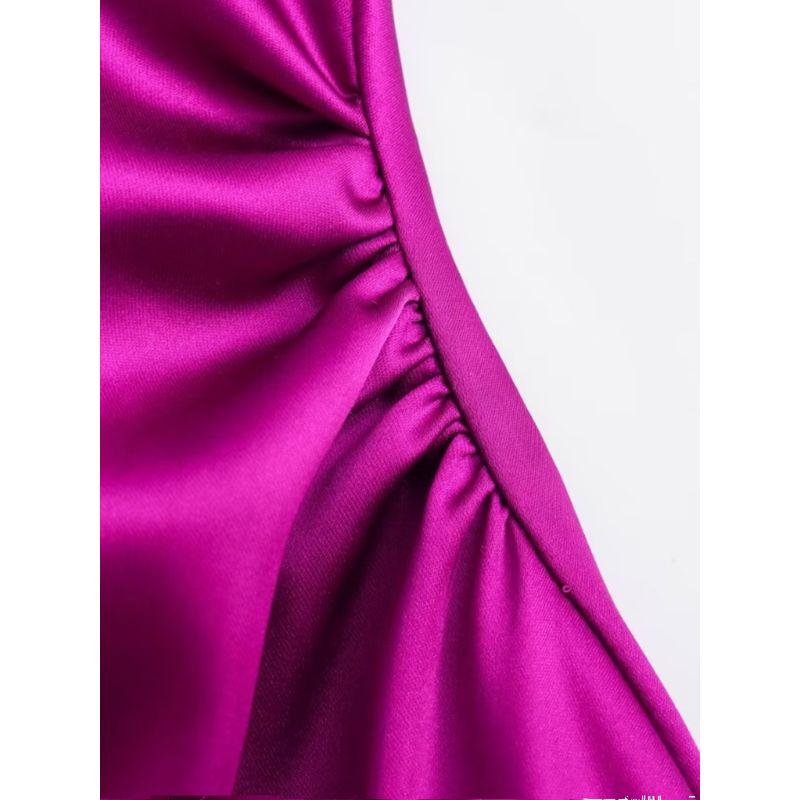 Women's New Fashion Wind Silk Satin Midi Skirt Dress