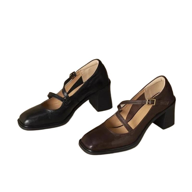 Fashion Hot Selling Women's High Heels Square Toe Buckle Designer Women's Shoes 2025 Fashion Winter Block Heel Mary Jane Shoes Zapatos