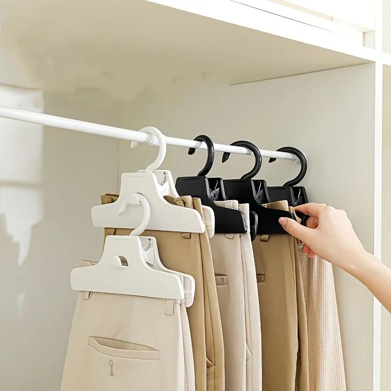 3pcs Seamless Trouser Clips - Crease-Resistant Durable Plastic Pants Hangers with Ergonomic Design for Closet Organization