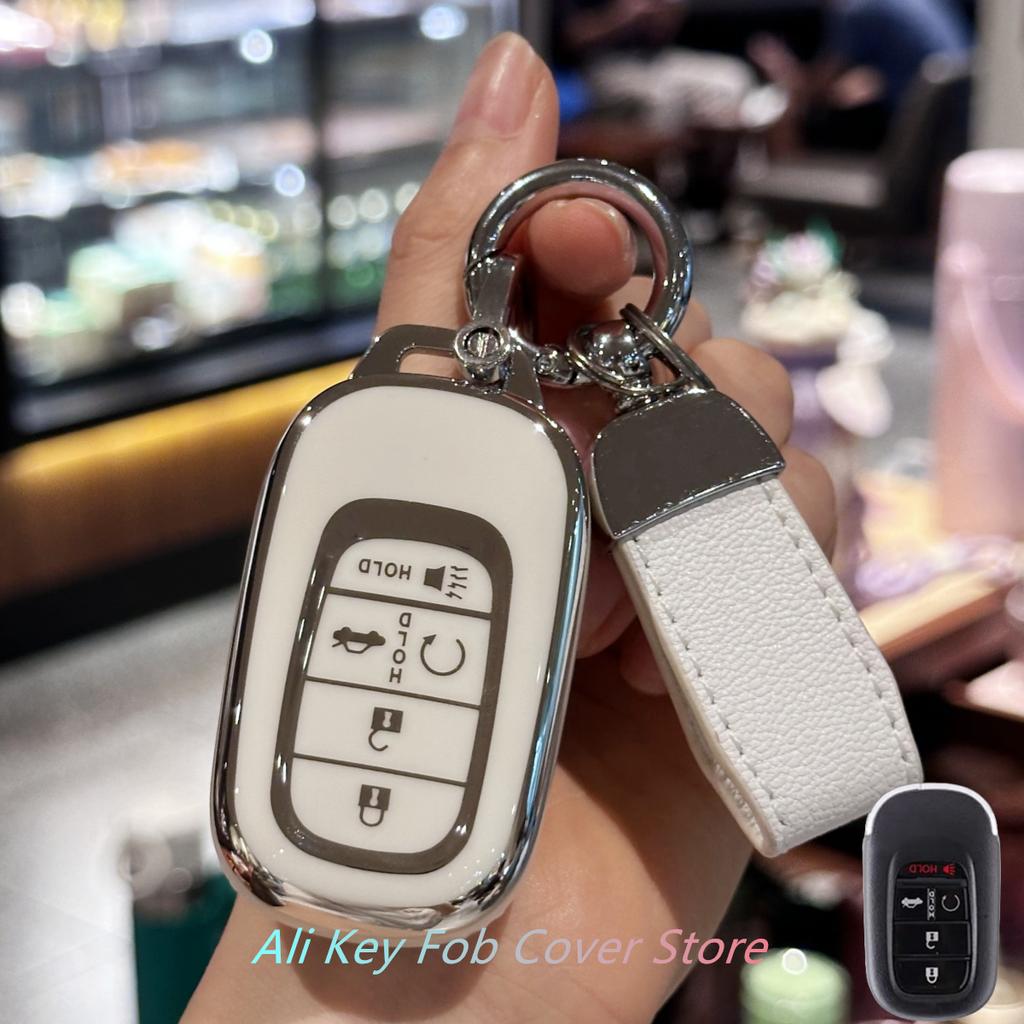 Key Fob Cover Car Keychain Lanyard for Honda 2022 2023 2024 Civic Accord HR-V Pilot CR-V Car Key Case Protector Holder Shel