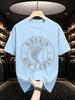 2026 New Pure Cotton Tshirt With Fishing Fun Meme Print Casual Crew Neck Short Sleeve Outdoor Style Top