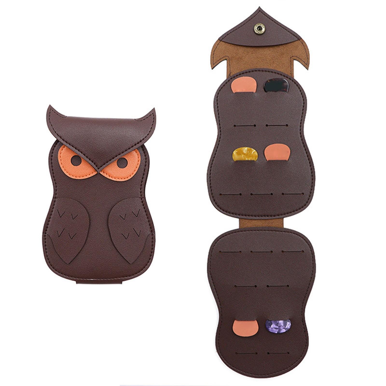 

Держатель медиатора для гитары Чехол для медиатора, уникальный дизайн в форме совы с 18 слотами Подарки для музыкантов One Size кофейный