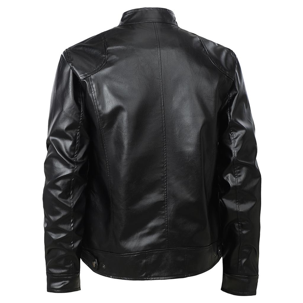 Men's Spring And Fall Stand Collar Long Sleeve Cardigan Motorcycle Jacket Men's Casual Business British Style Coat