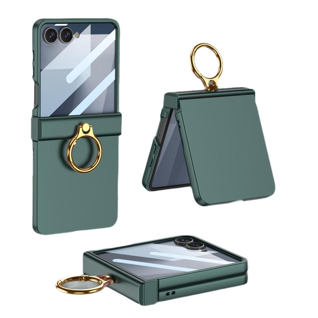 Samsung Z Flip7 Full-Cover Solid Color Case with Hinge Protection and Built-In Ring Stand