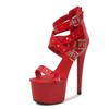 Fashion Summer Nightclub Pole Dancing Shoes Platform Shoes 16.5CM Party Rivet Ankle Strap Sandal Women Model Extreme High Heels Sandals