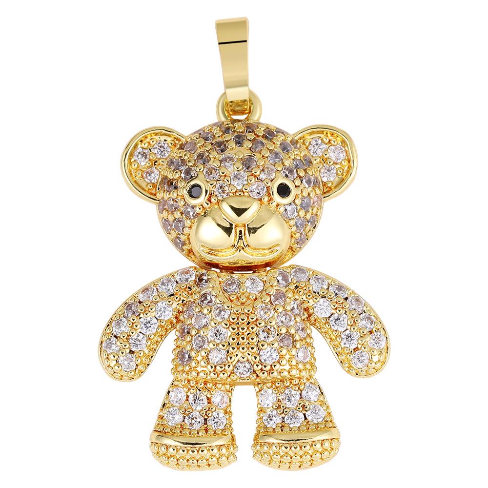 Women's Gold-Plated Bear Necklace with Zircon and Titanium Steel Clavicle Chain