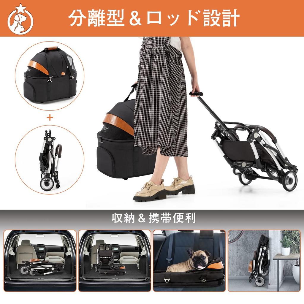 Separate Folding Pet Dog Rotation Front Rear Wheel for Cats and for Multiple for Nursing Pet Easy to Load Capacity 15KG HRking.HANRAY Cart, 3-Way