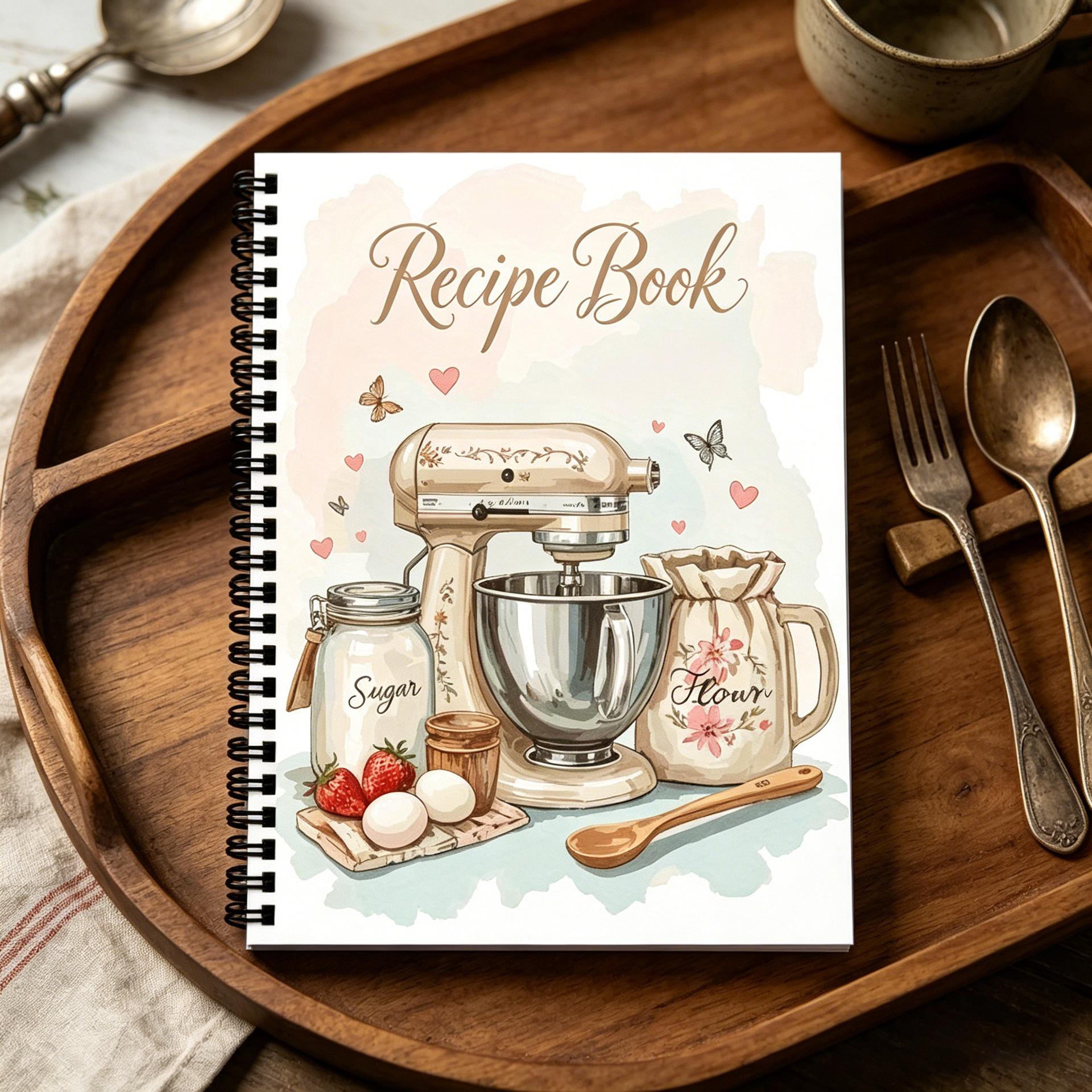 Retro Cream Recipe Book: Kitchen Baking Coil Notebook
