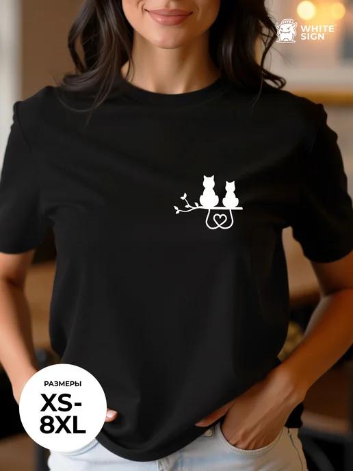 Stylish oversized cotton T-shirt with Cats print XL