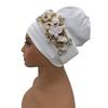 Raw Silk African Turban Cap Flower Headwrap Bonnet Nigeria Wedding Headtie Wedding Party Headgear Turbante Mujer