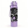 1PC Detailed Monochrome Skull Art Print 750ml Color Plastic Sports Water Bottle Leakproof Flip Straw Lid Suitable for Sports Office Home Use