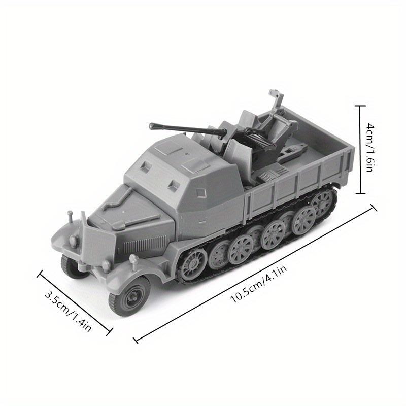 1:Miniatur-Halbkettenfahrzeug im Maßstab 1:72, Modellspielzeug, FLAK37 aus dem Zweiten Weltkrieg, 4D-Montagefahrzeug, DIY-Kit