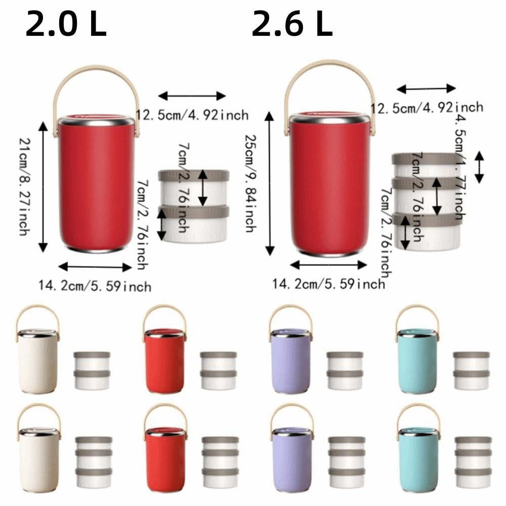 Large Capacity Insulated Food Bucket Multi-layer Thermal Lunch Box Vacuum Insulated Food Jar  Soup