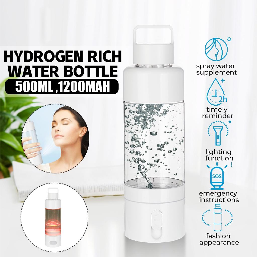 1200mAh Rechargeable Hydrogens Rich Water Multifunction Water Pure Bottle 500-1000ppb Spray With Light Drinking Remind 500ml